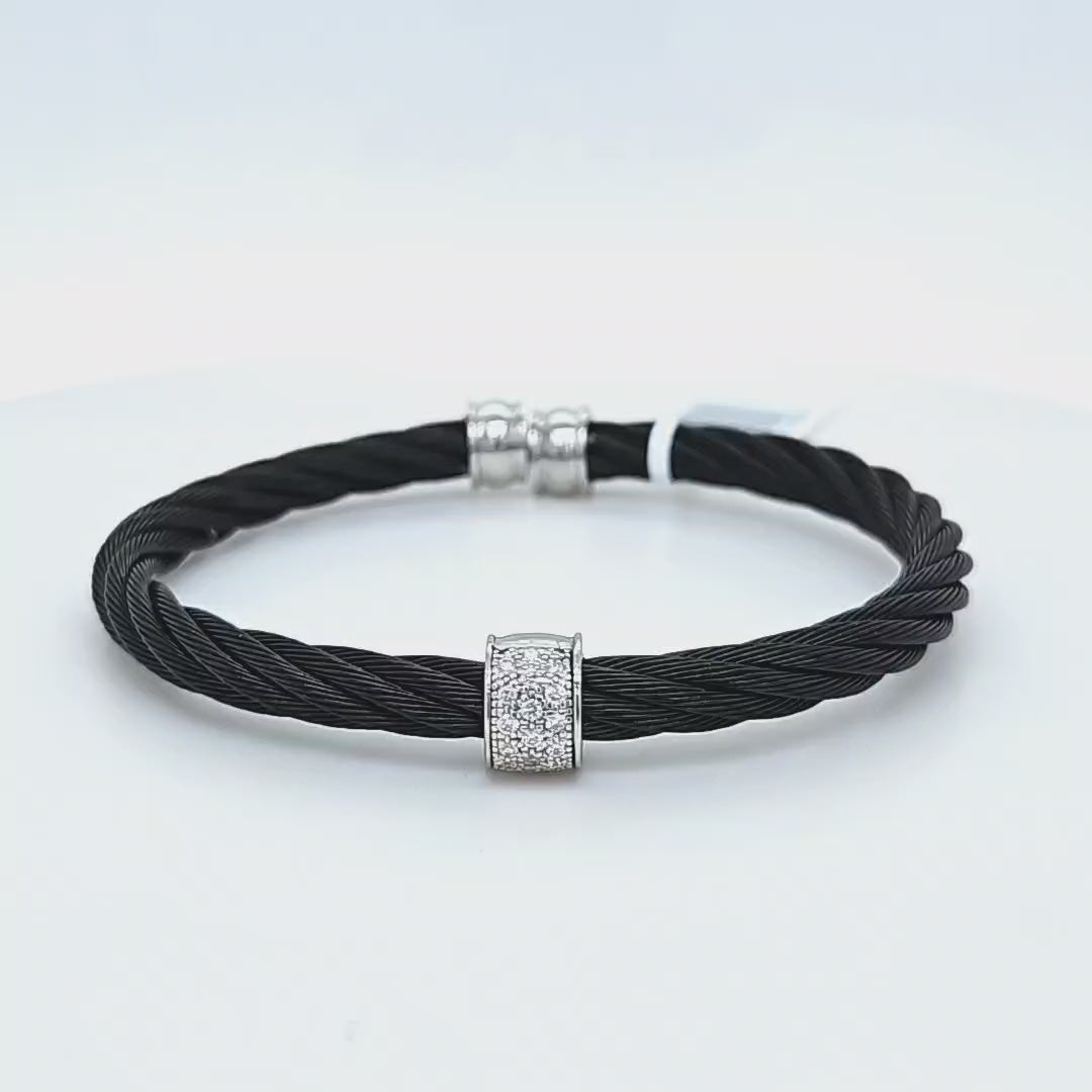 Black Cable 5mm Single Barrel Diamond Cuff