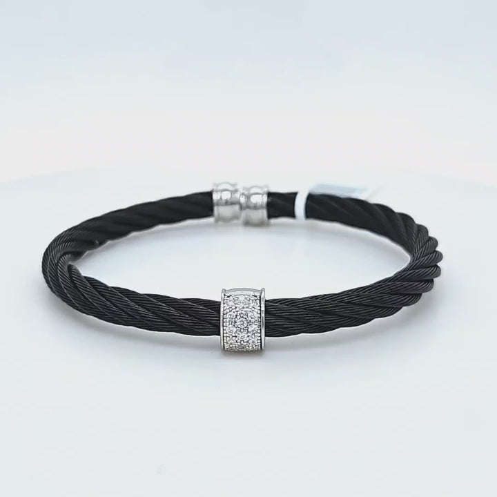 Black Cable 5mm Single Barrel Diamond Cuff