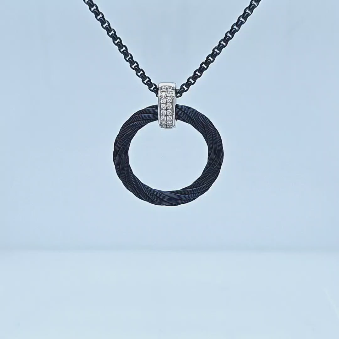 Blue Cable Diamond Circle Necklace