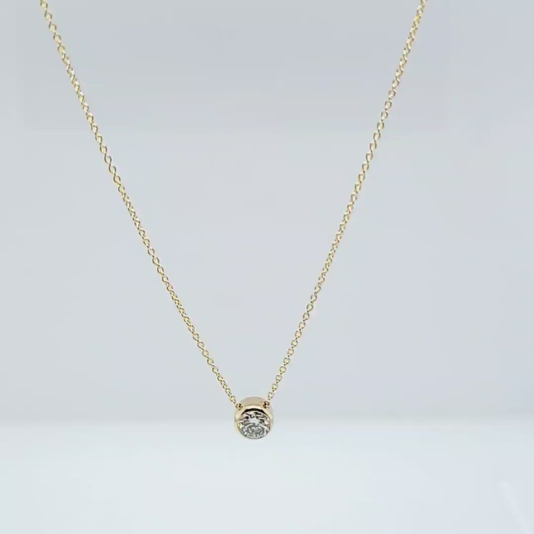 0.50 Carat Bezel Set Diamond Solitaire Necklace