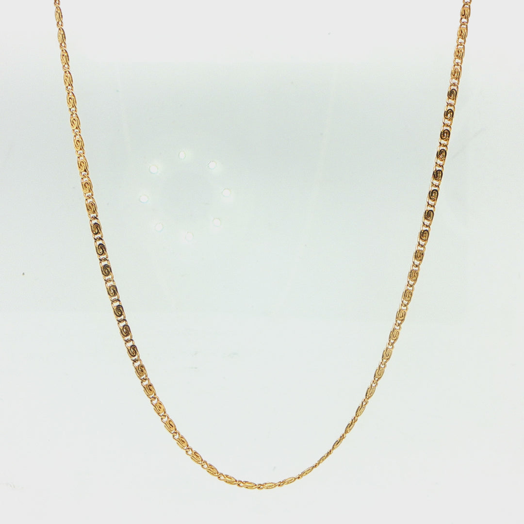 14K Yellow Gold Scroll Link Chain Necklace 1.5mm