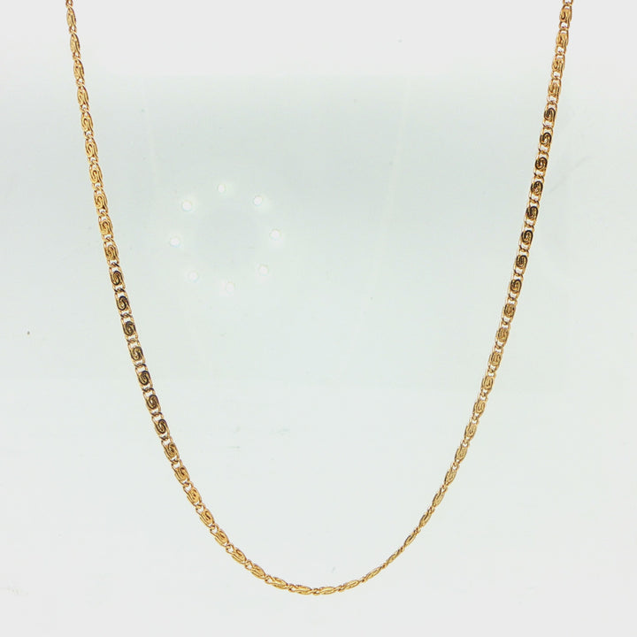 14K Yellow Gold Scroll Link Chain Necklace 1.5mm