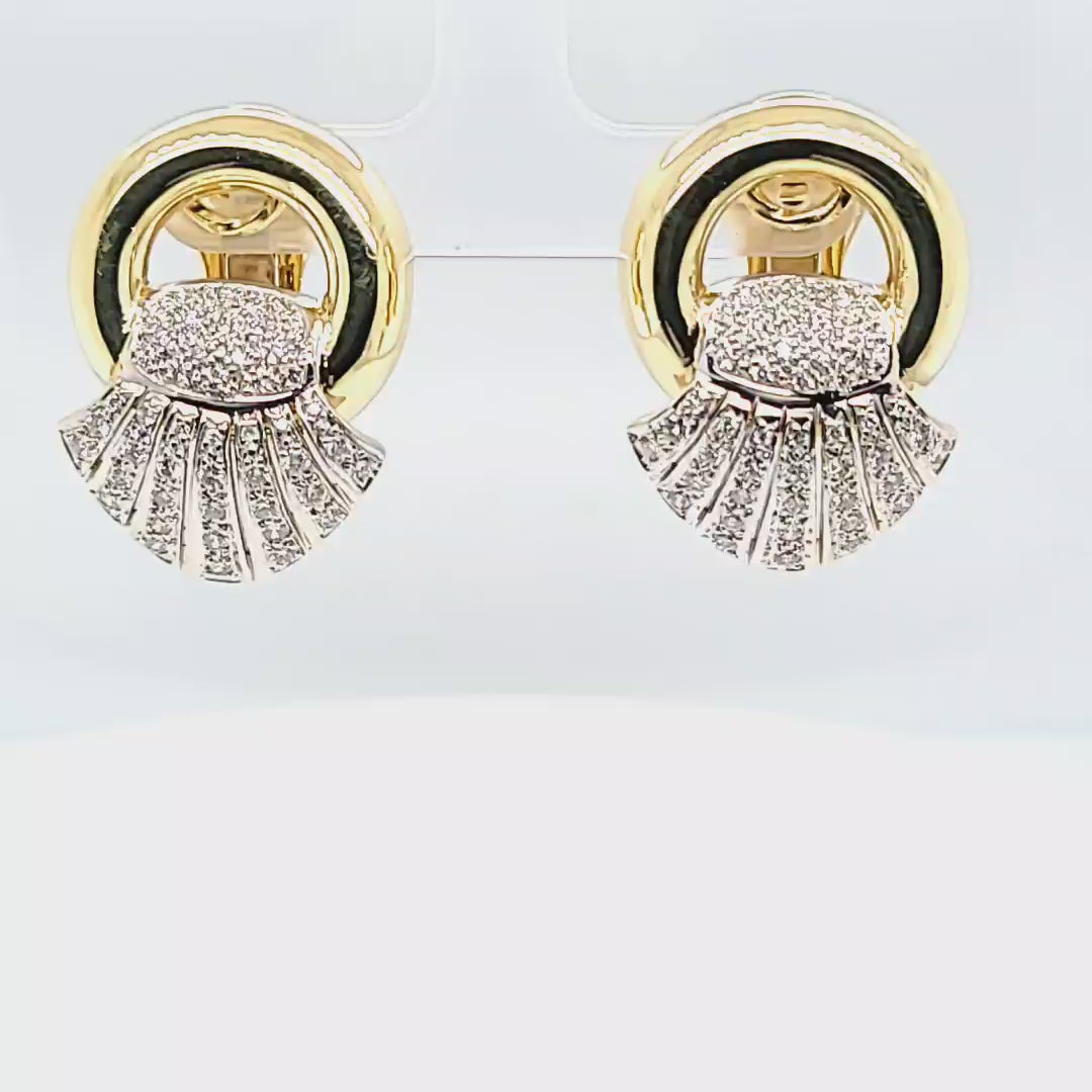 Diamond Fan Clip Earrings