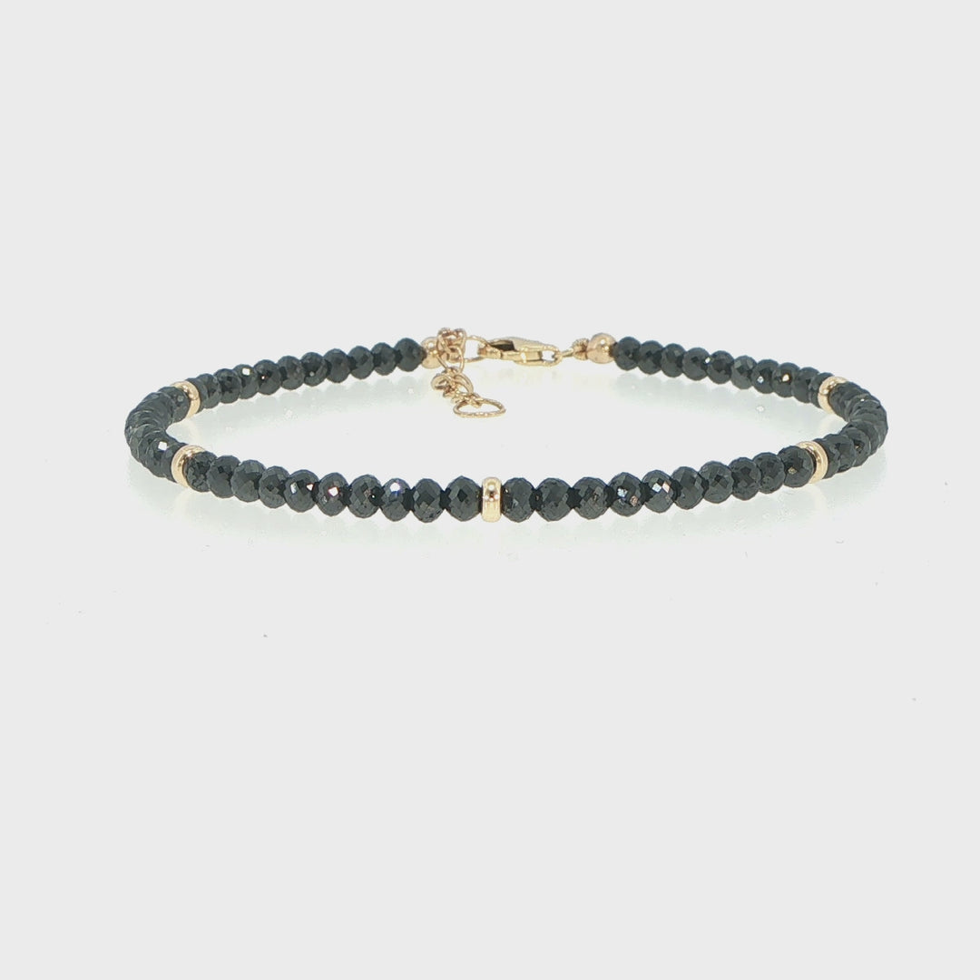 18K Yellow Gold Black Diamond Strand Station Bracelet