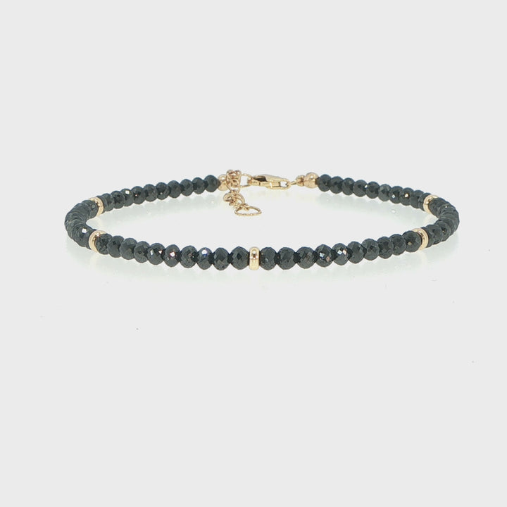 18K Yellow Gold Black Diamond Strand Station Bracelet