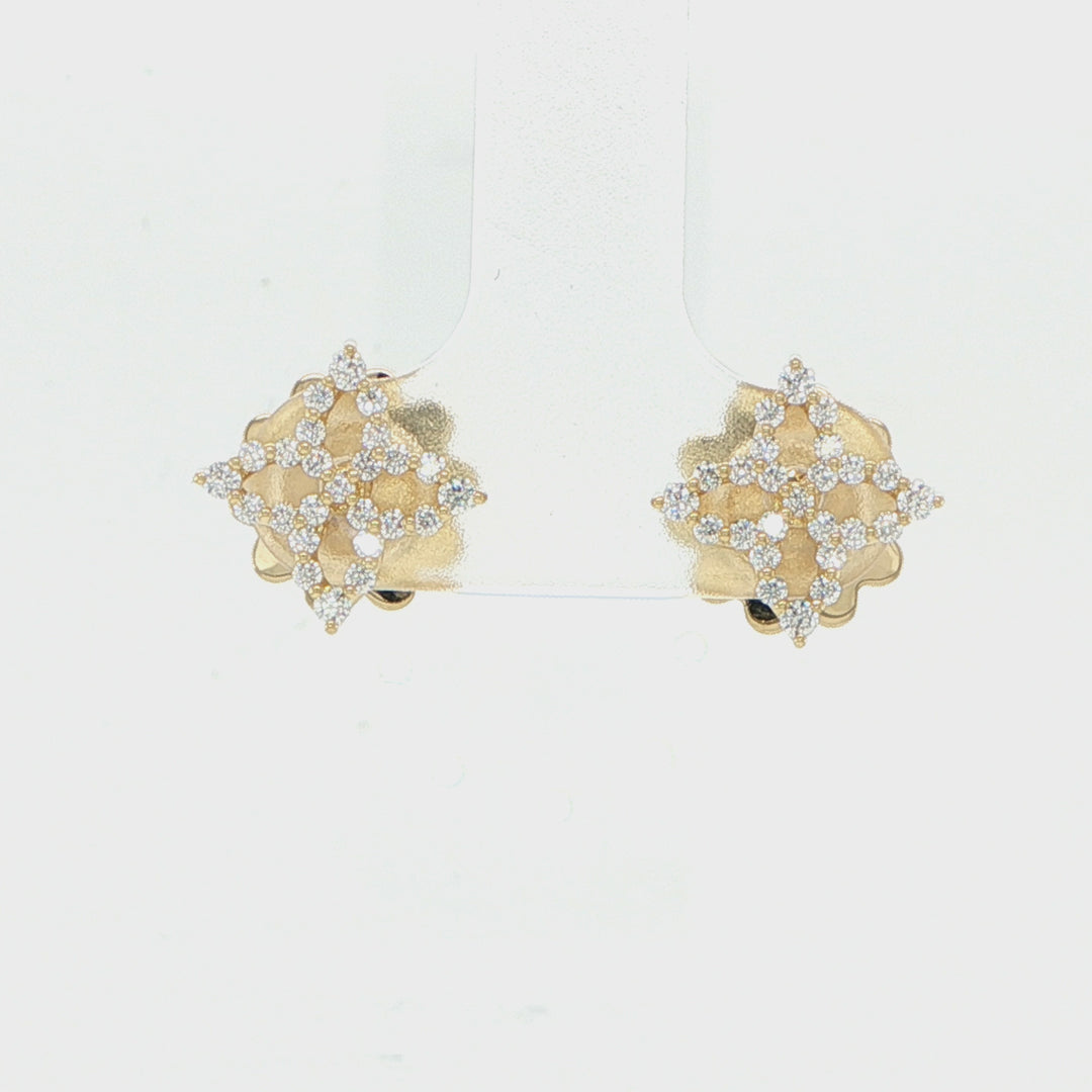 Roberto Coin Princess 18K Yellow Gold Pave Diamond Stud Earrings
