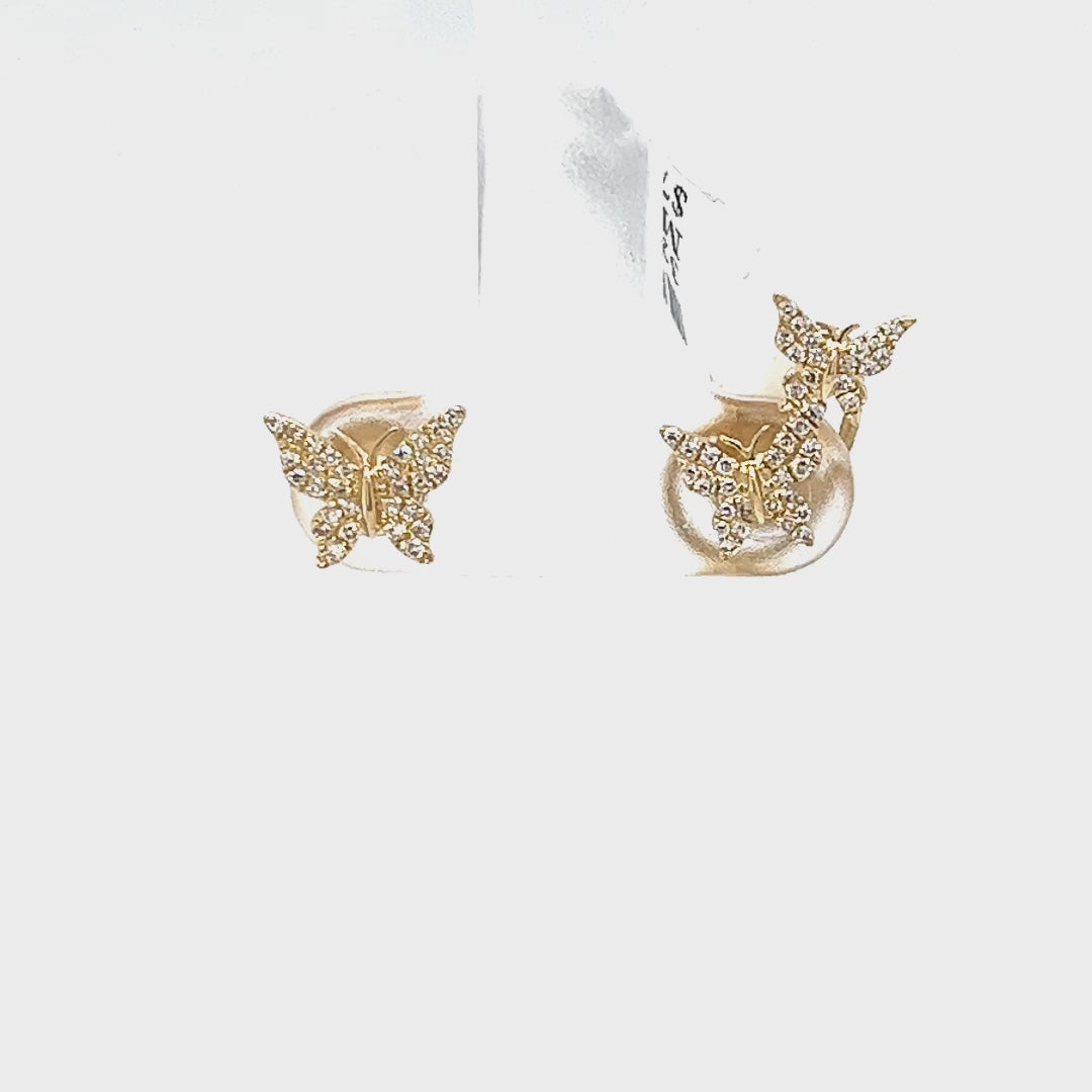 Asymmetrical Diamond Butterfly Earrings