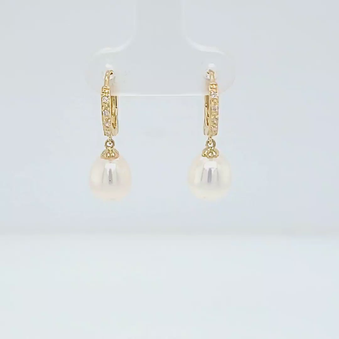 Pearl and Diamond Drop Earrings