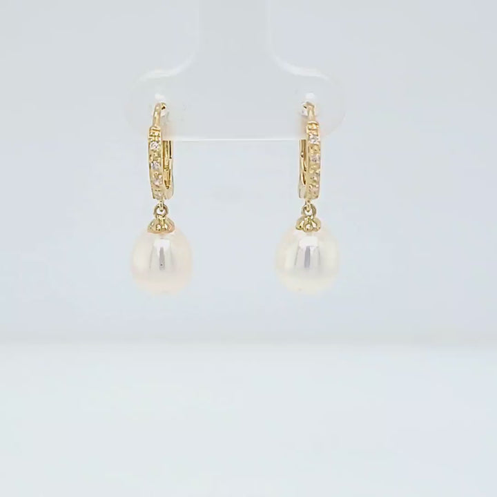 Pearl and Diamond Drop Earrings