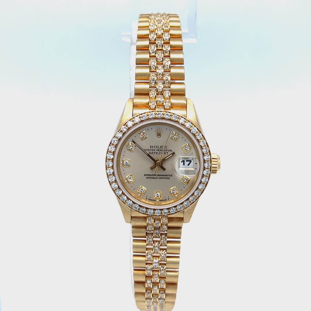 26mm Rolex Datejust Diamond Dial, Bezel & Pave President Bracelet