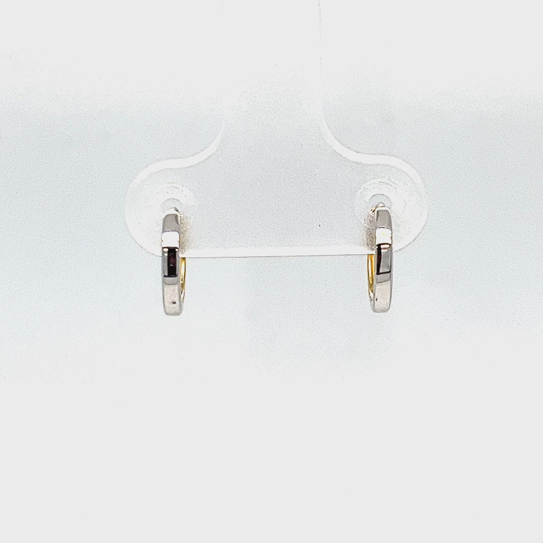 14K Two Tone Gold Reversible Hinged Hoop Earrings