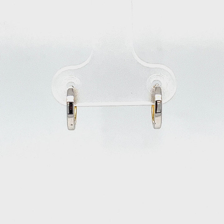 14K Two Tone Gold Reversible Hinged Hoop Earrings