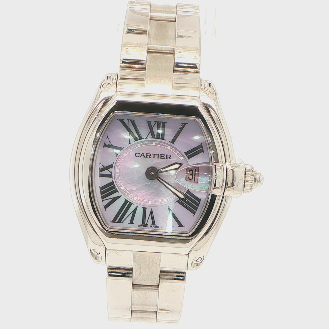 Cartier Roadster 31mm Steel Watch MOP Dial
