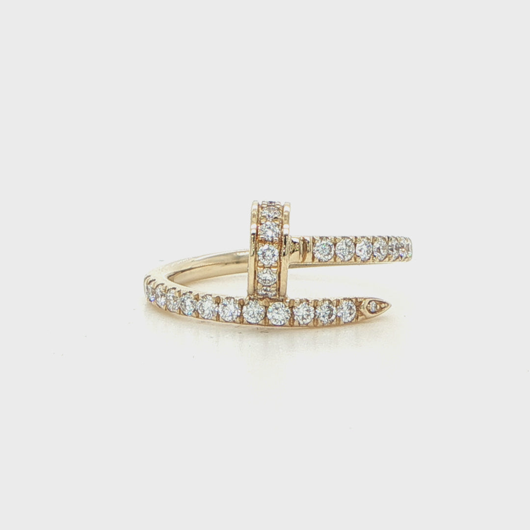 14K Yellow Gold Diamond Nail Ring