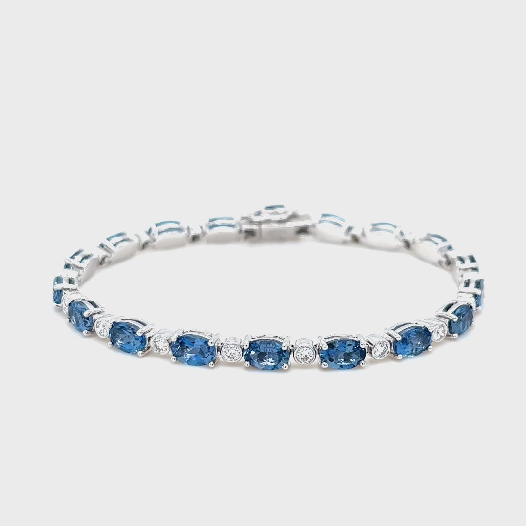 Aquamarine and Diamond Line Bracelet