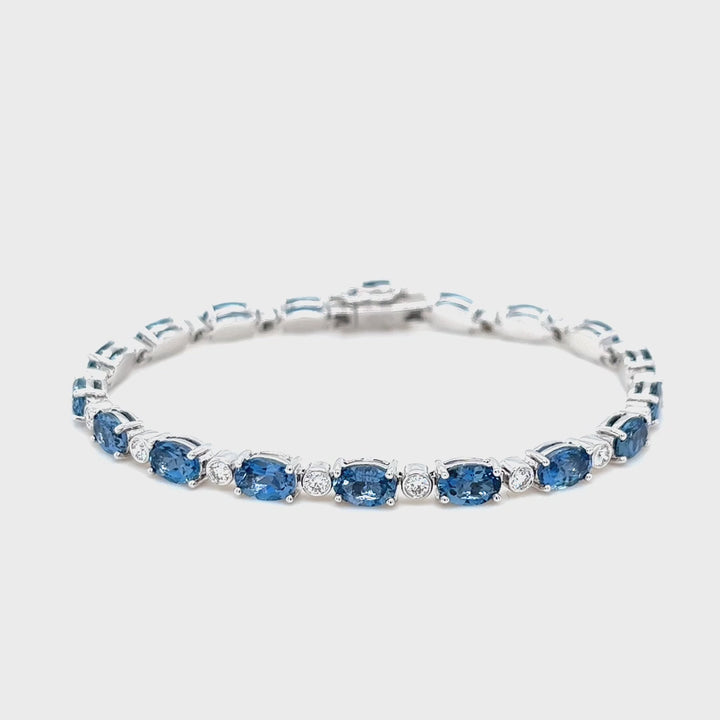 Aquamarine and Diamond Line Bracelet