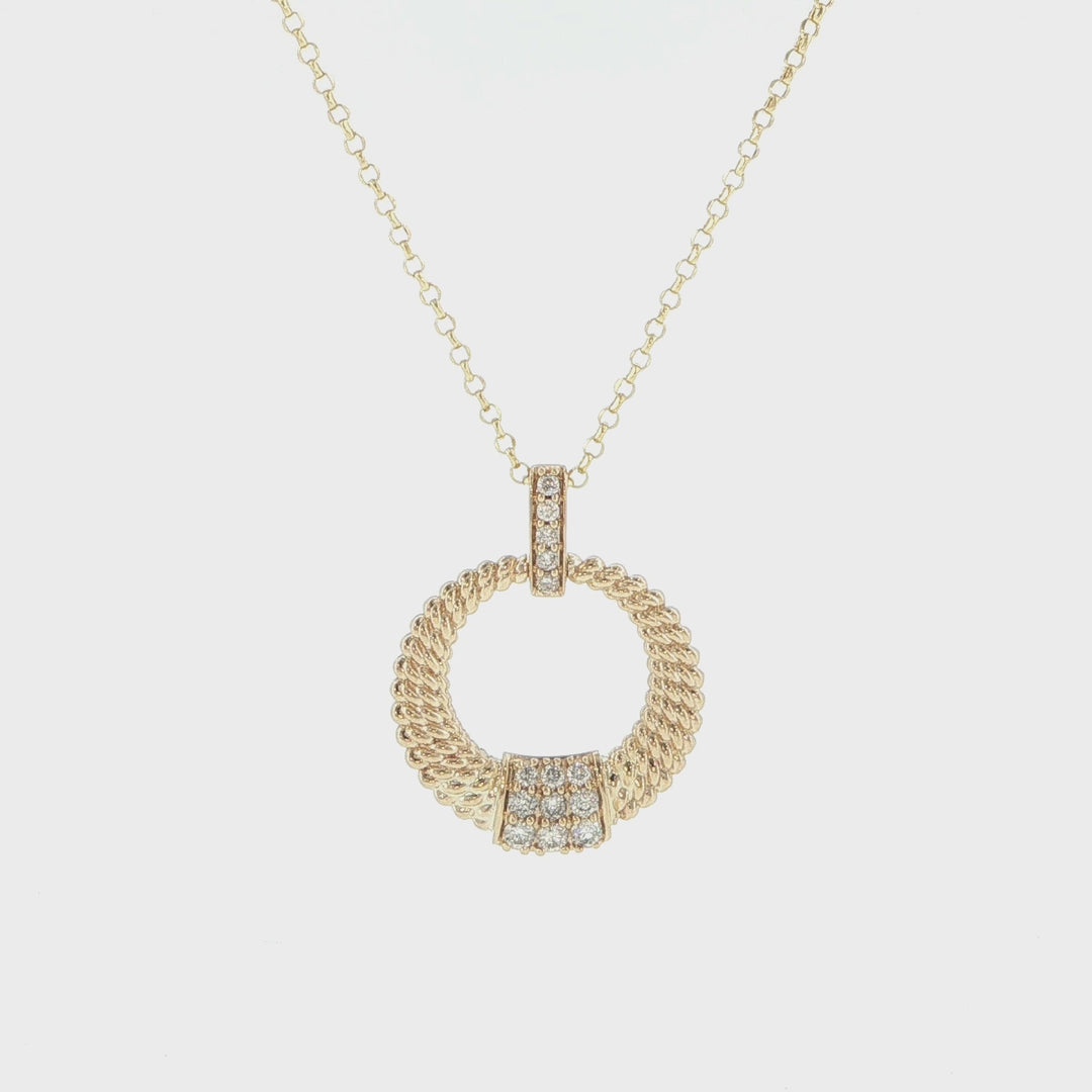 14K Yellow Gold Diamond Circle Necklace