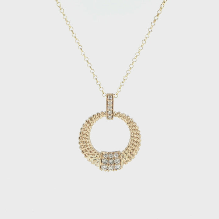 14K Yellow Gold Diamond Circle Necklace