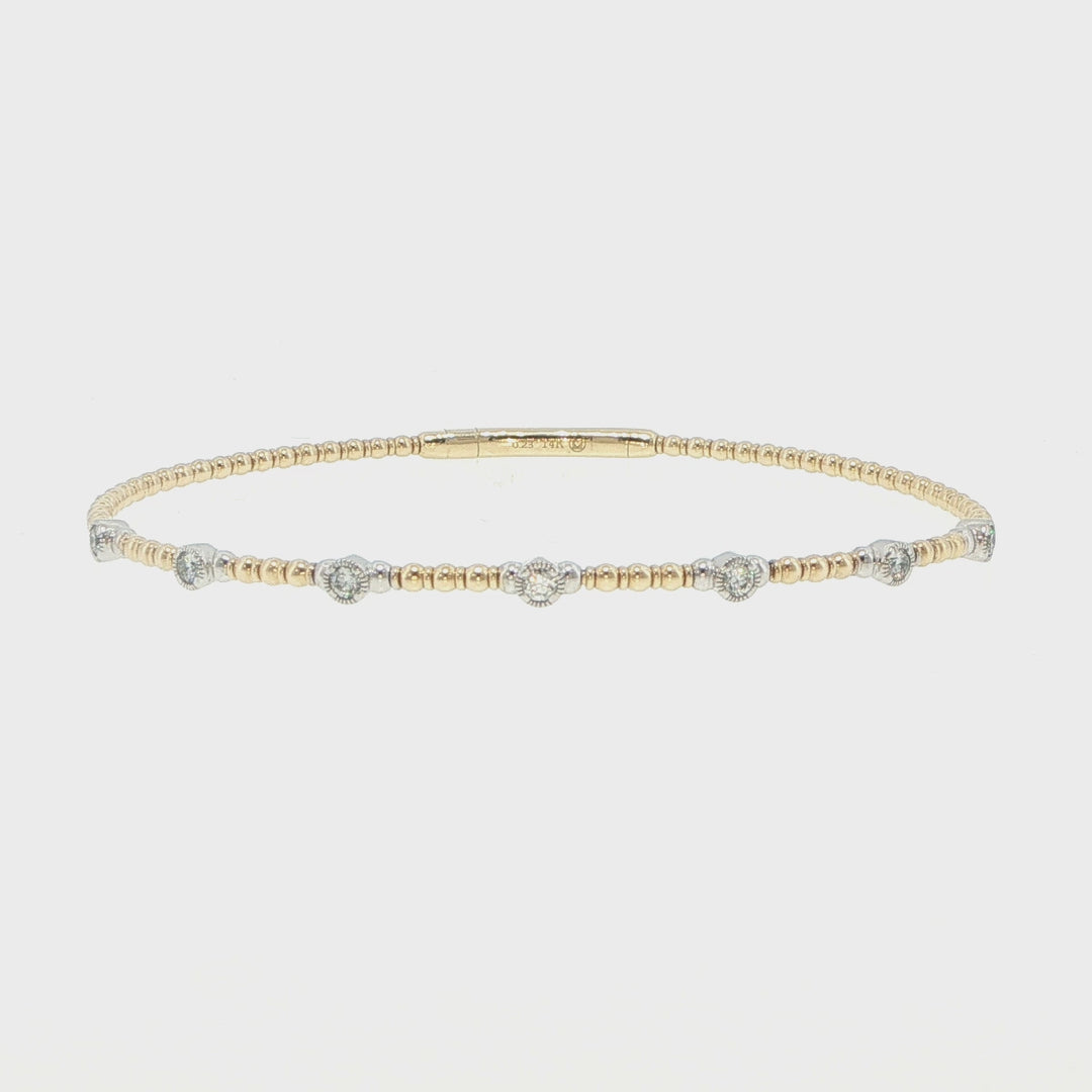 14K Yellow & White Gold 7 Station Diamond Bracelet