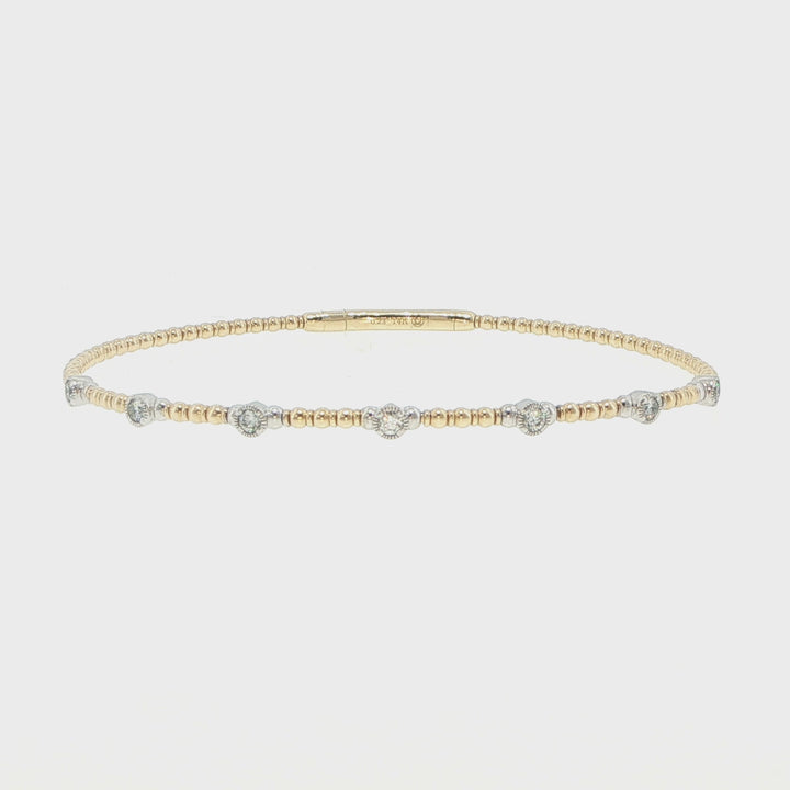 14K Yellow & White Gold 7 Station Diamond Bracelet
