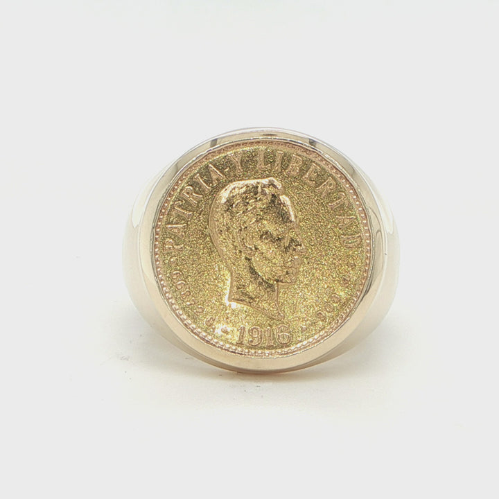 22K Dos Pesos Cuban Coin Ring