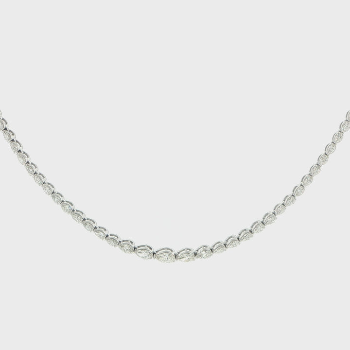 14K White Gold Pear Shape Diamond Necklace
