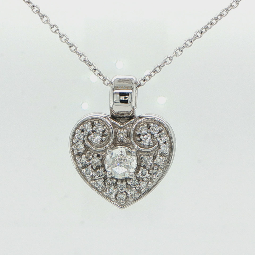 18K White Gold Diamond Heart Pendant