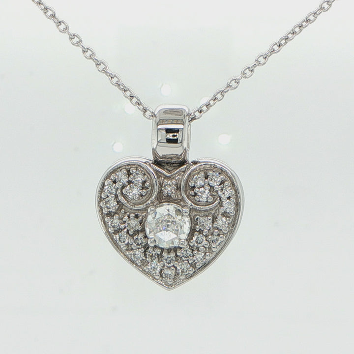 18K White Gold Diamond Heart Pendant