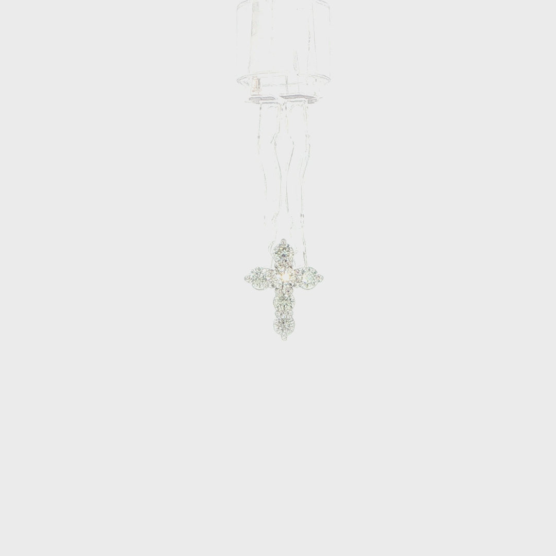 14K White Gold Diamond Cross Pendant