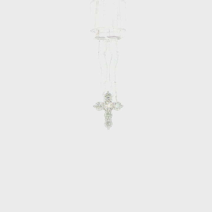 14K White Gold Diamond Cross Pendant