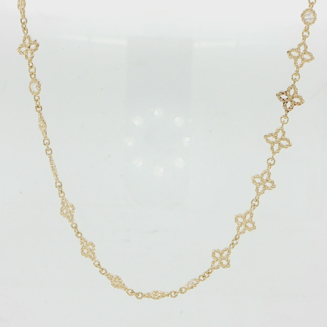 Roberto Coin 18K Yellow Gold Principessa Diamond Flower Collar Necklace
