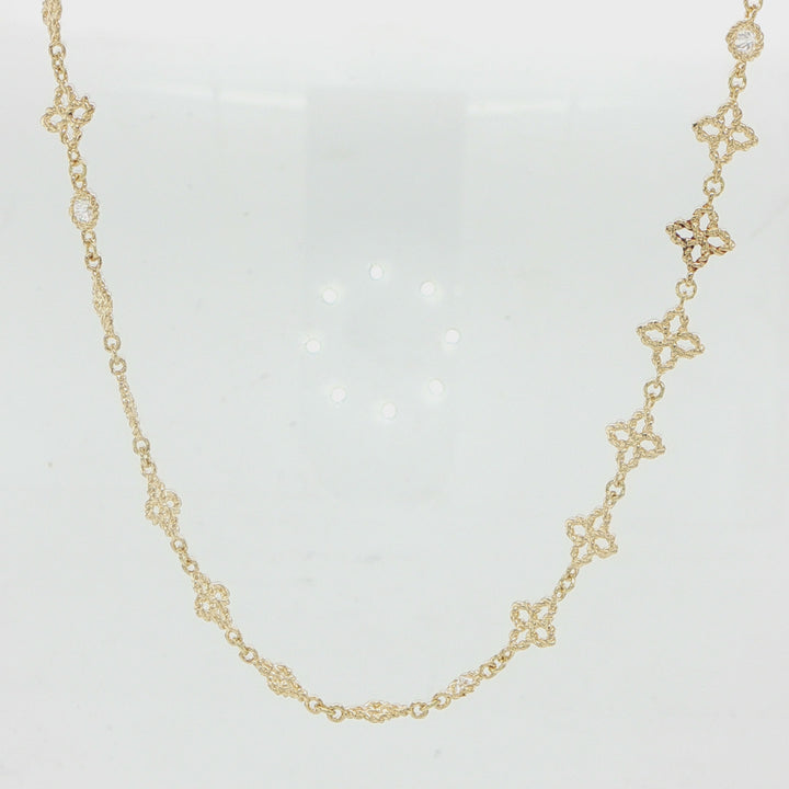 Roberto Coin 18K Yellow Gold Principessa Diamond Flower Collar Necklace
