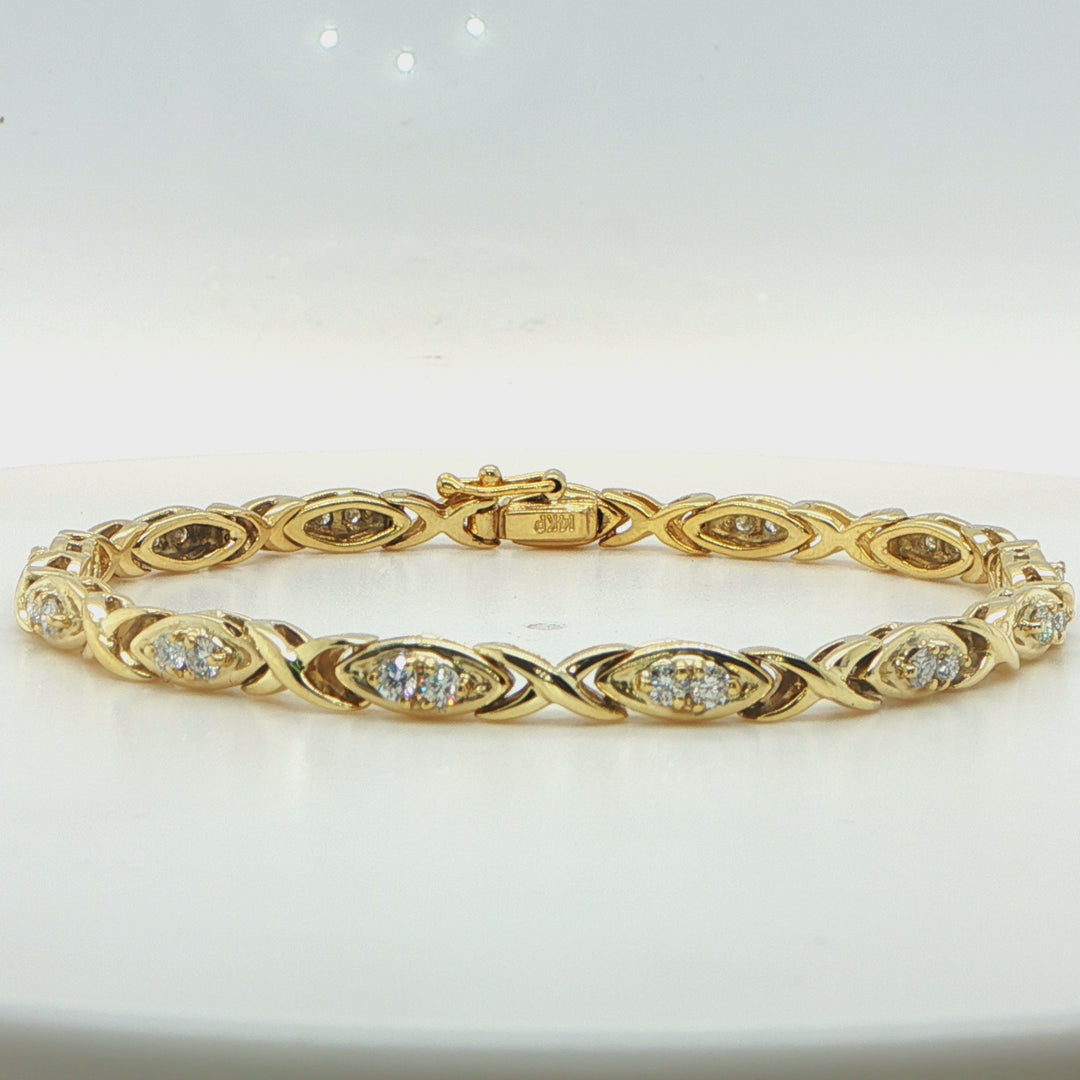 14K Yellow Gold Diamond X Link Bracelet