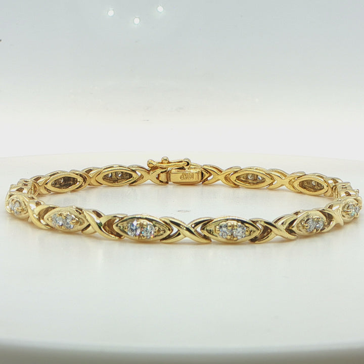 14K Yellow Gold Diamond X Link Bracelet