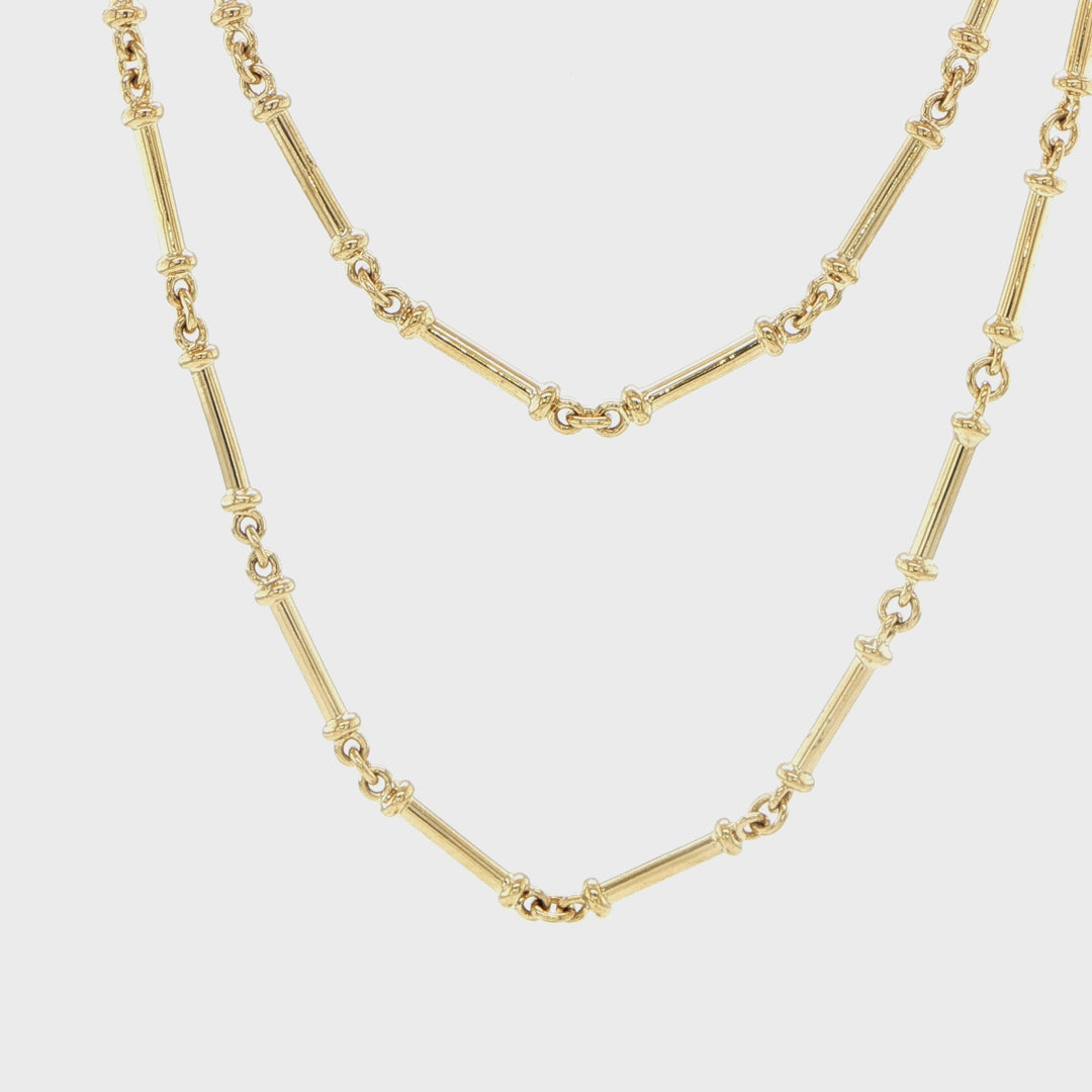 2.6mm 18K Yellow Gold Bar Link Necklace