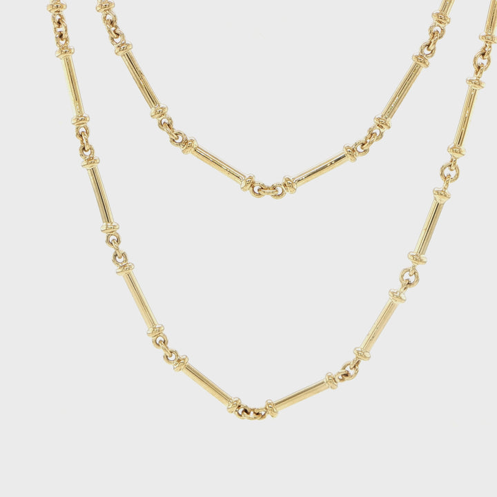 2.6mm 18K Yellow Gold Bar Link Necklace