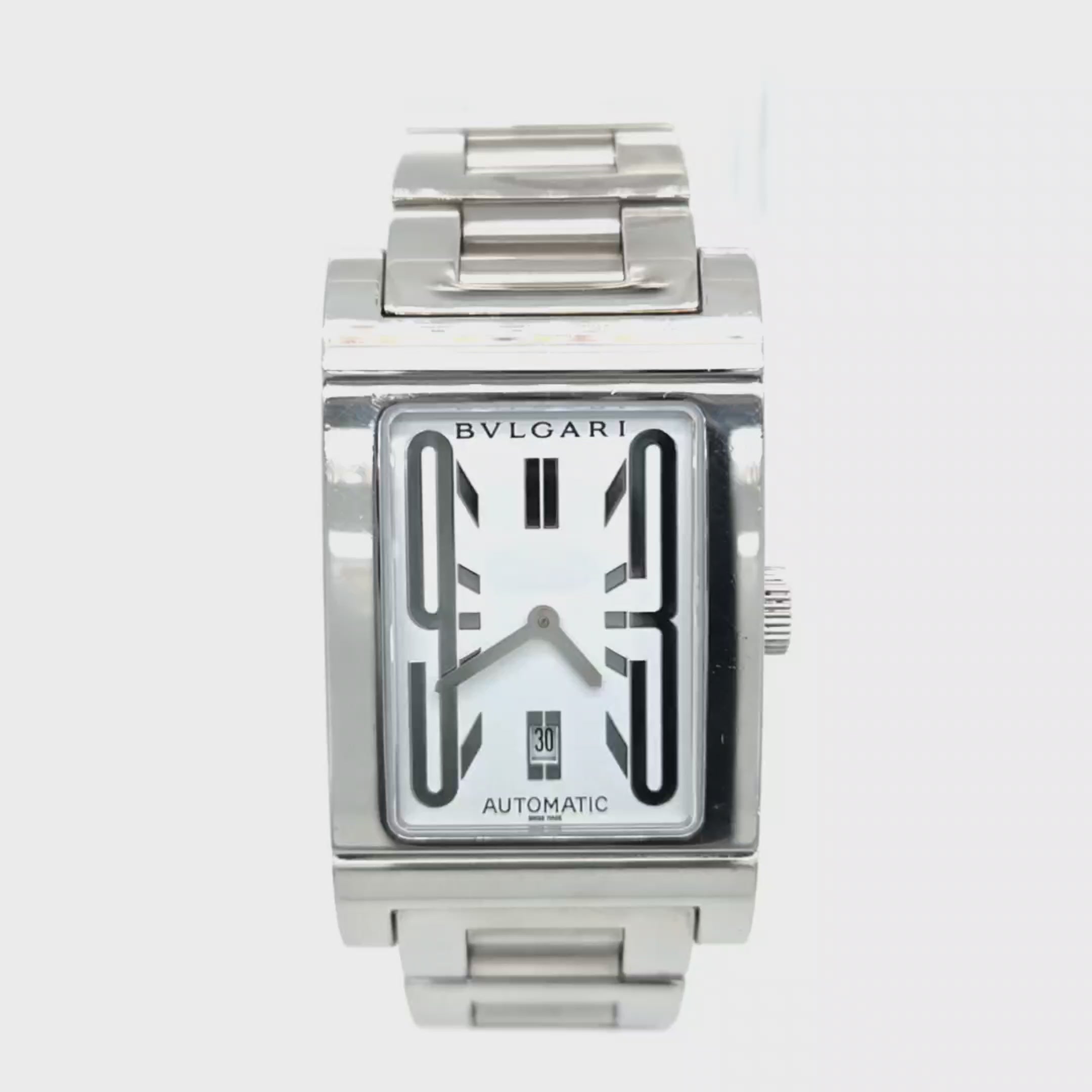 BVLGARI Rettangolo 自動巻き 時計　ジャンク品 Bulgari Rettangolo Automatic Stainless Steel Watch – White Dial