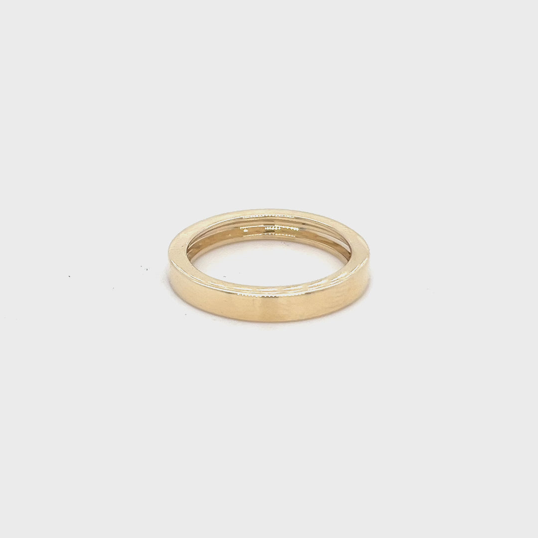 14K Yellow Gold 3mm Square Edge Wedding Band