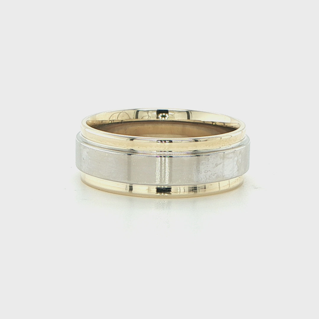14K Yellow & White Gold Inlay Wedding Band