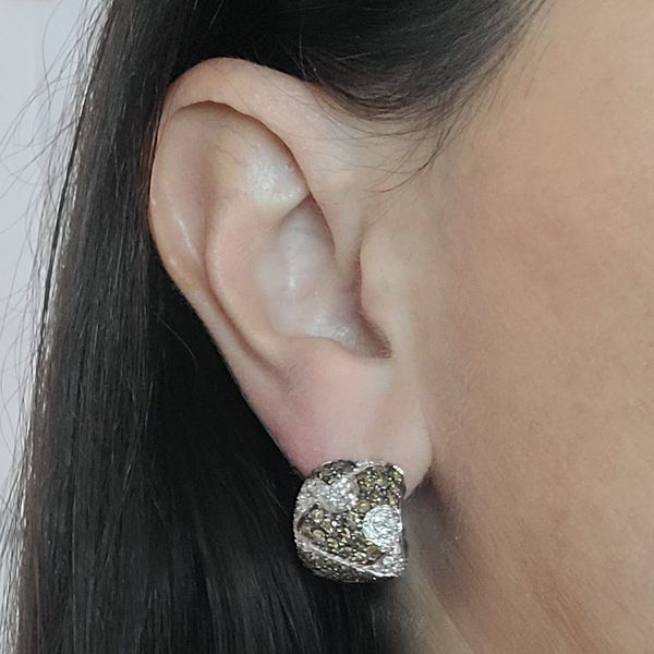 Brown and White Diamond Earrings