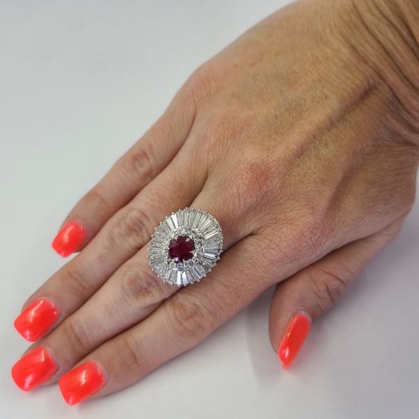 Burmese Ruby and Diamond Ballerina Ring
