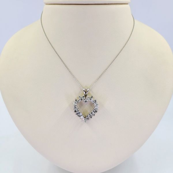 Diamond Heart Outline Pendant Necklace