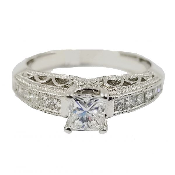 0.53ct Princess Cut Diamond in Vintage Style Ring