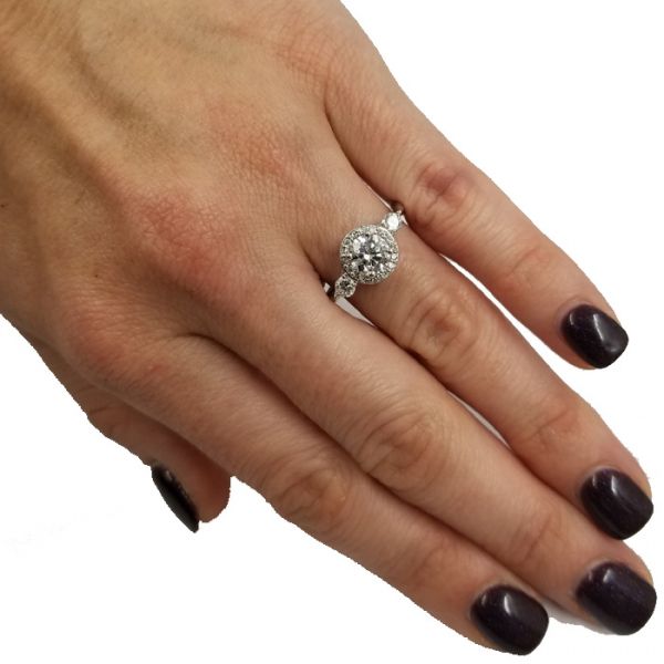 0.80 Carat Round Diamond in Halo Ring