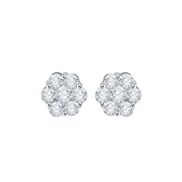 Diamond Cluster Stud Earrings