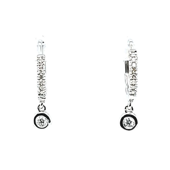 Bezel Set Diamond Dangle Hoop Earrings