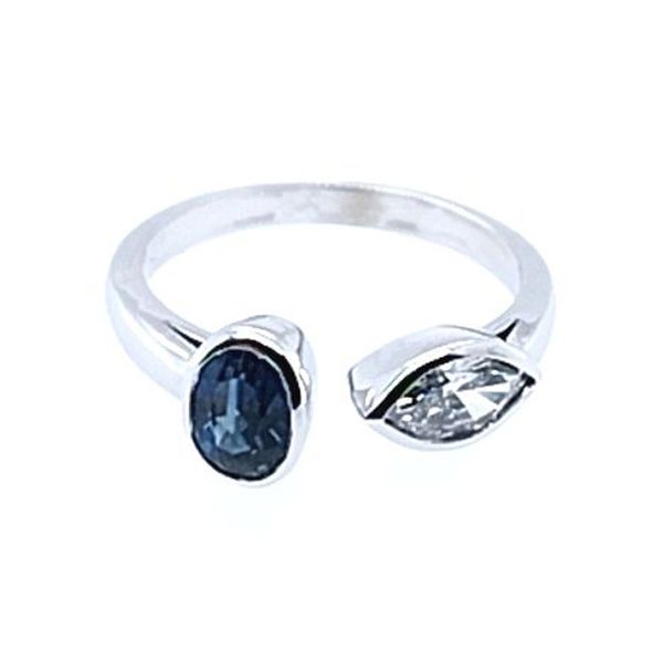 Sapphire-and-diamond-open-ring