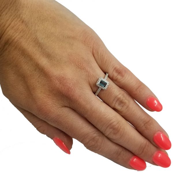 Blue Topaz and Diamond Ring
