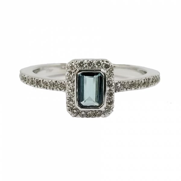 Blue Topaz and Diamond Ring