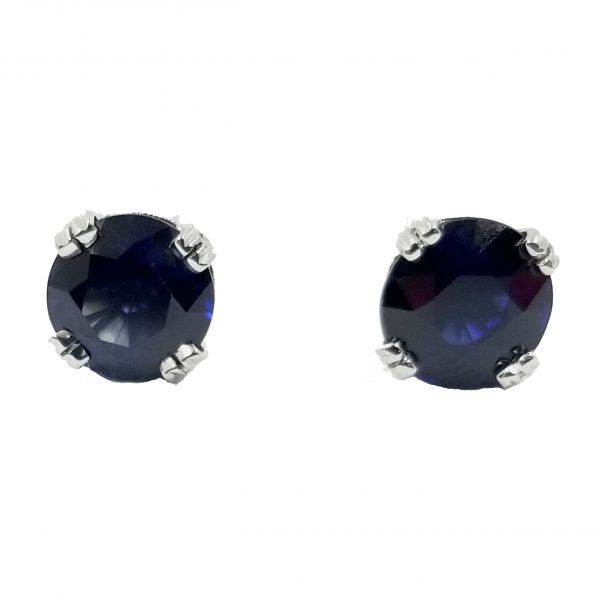 Sapphire Studs in Diamond Setting